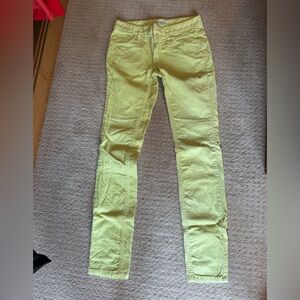 Free People. Slim Fit Light Lime Green Skinny Pants corduroy